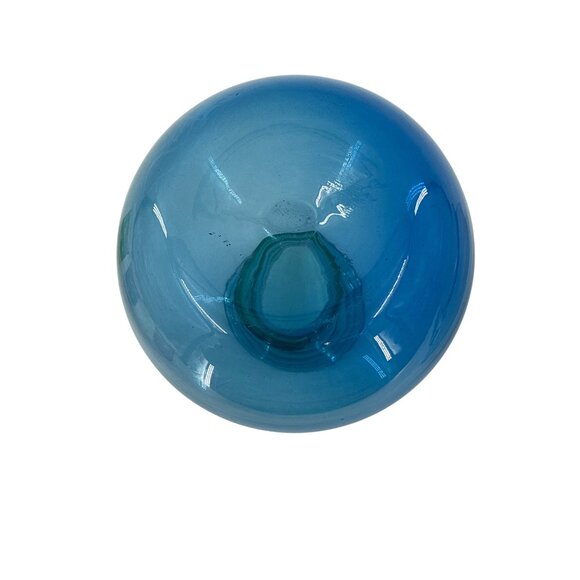 Blenko 5318 Hand-Blown Blue Glass Vase With Ribbed Neck - Picture 4 of 7